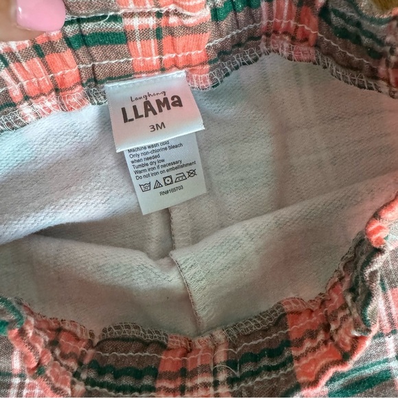 Laughing Llama Bundle of 2 Pants Plaid Pants and Solid Blue Leggings Size 3M - Picture 3 of 4
